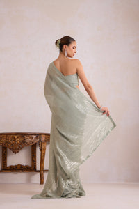 Mettalic Green Saree