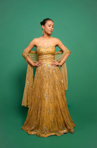 GOLDEN CORSET SEQUIN LEHENGA