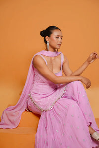 Lavender Hand Work Gharara Set