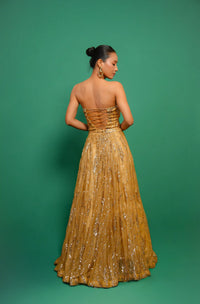 Golden Lehenga with Corset and Sequins