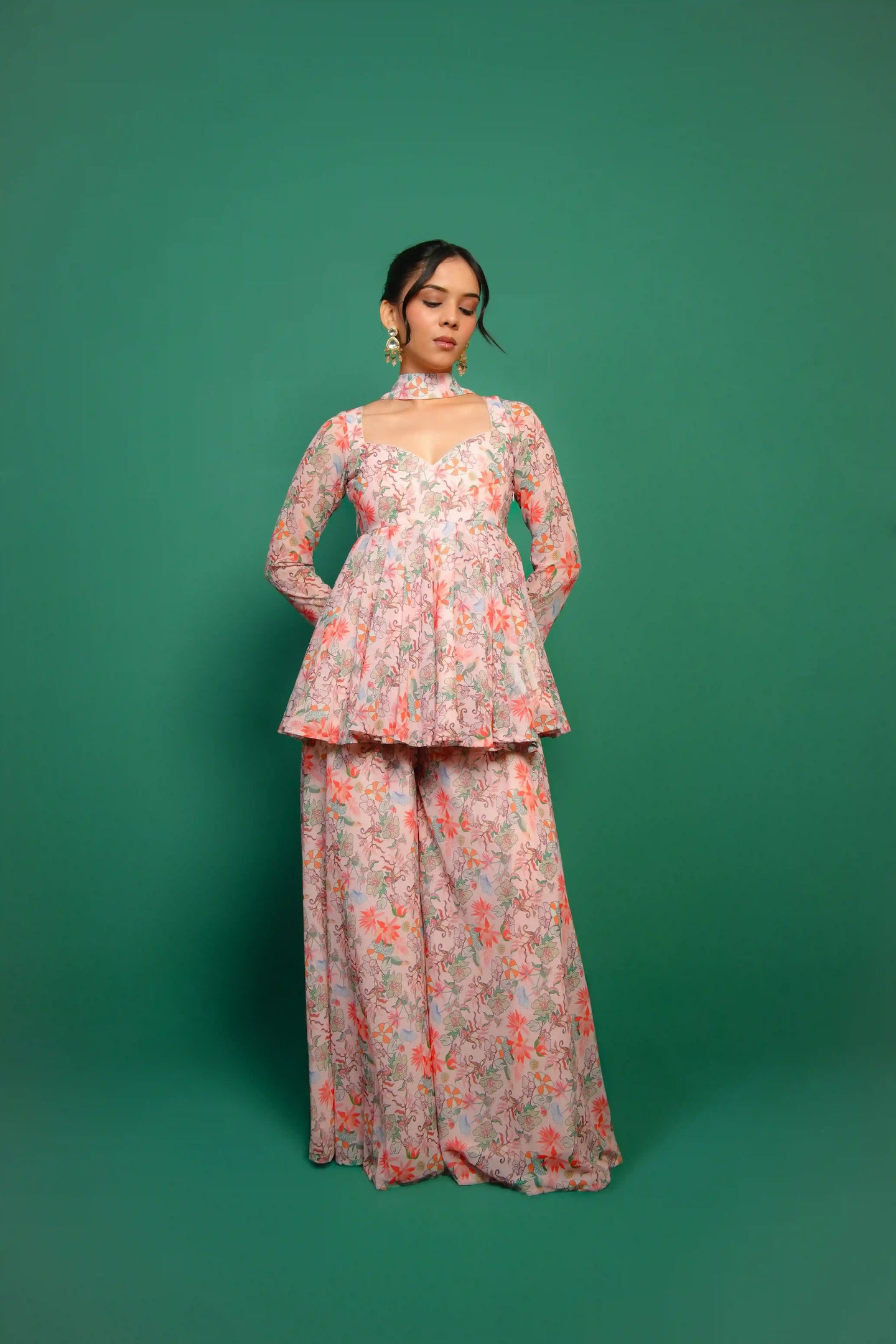 FLORAL GEORGETTE SHARARA SET