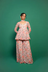 FLORAL GEORGETTE SHARARA SET
