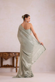 Mettalic Green Saree