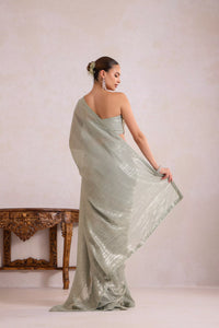 Mettalic Green Saree