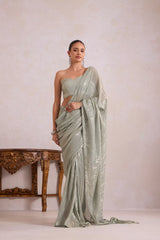 Mettalic Green Saree
