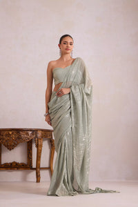 Mettalic Green Saree