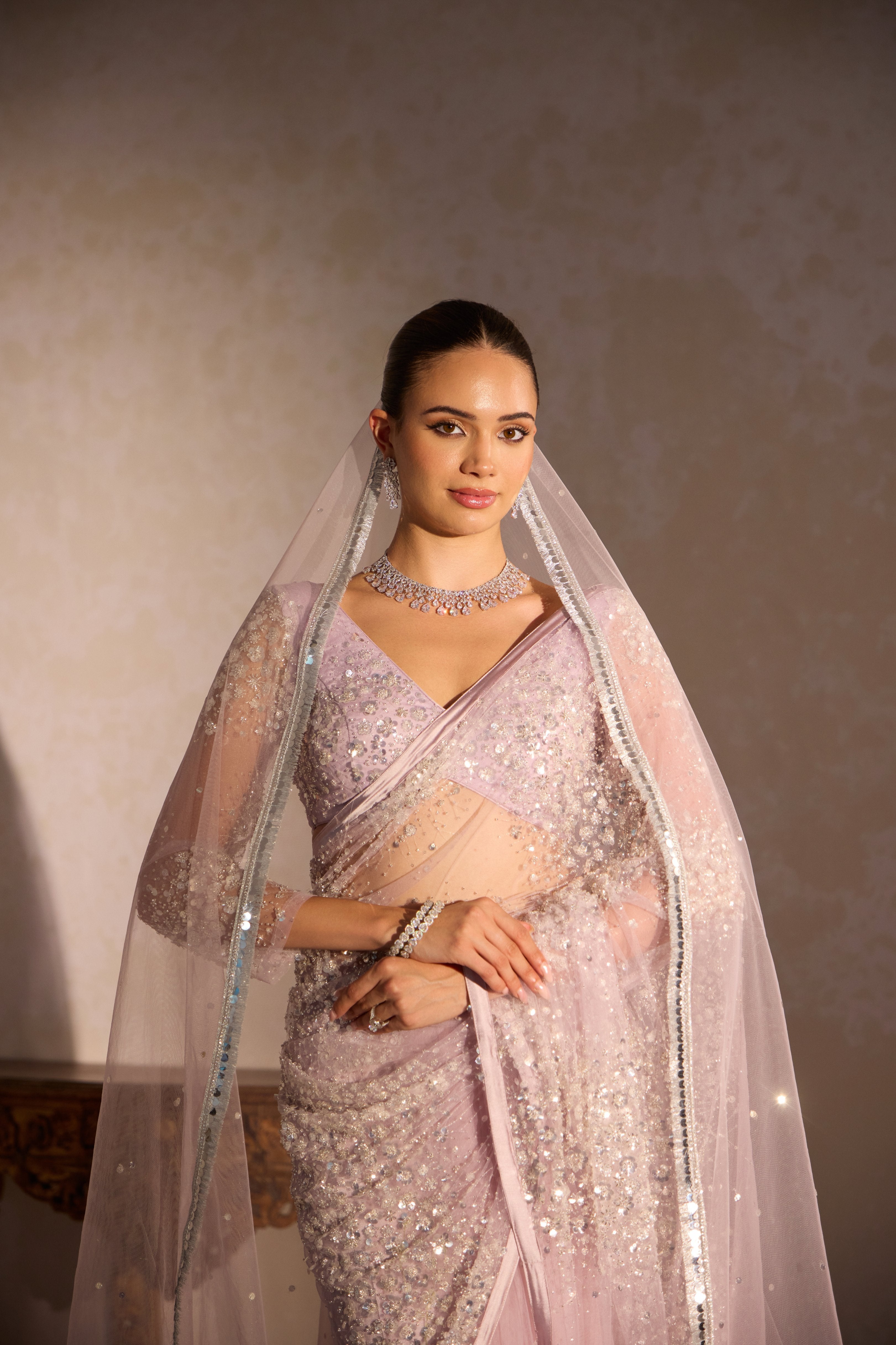 Chandrama mirror work saree