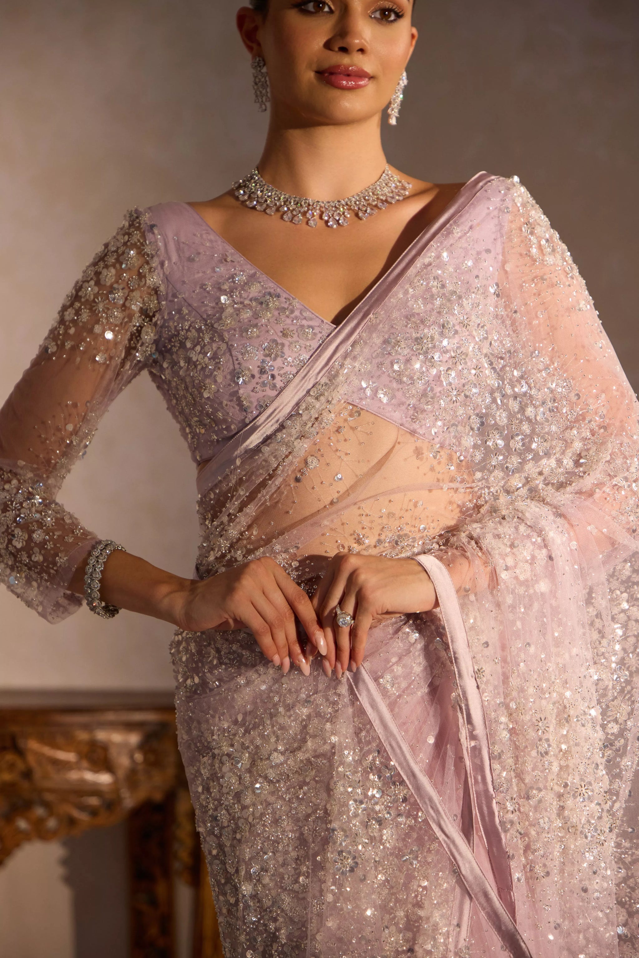 Chandrama Mirror Work Saree