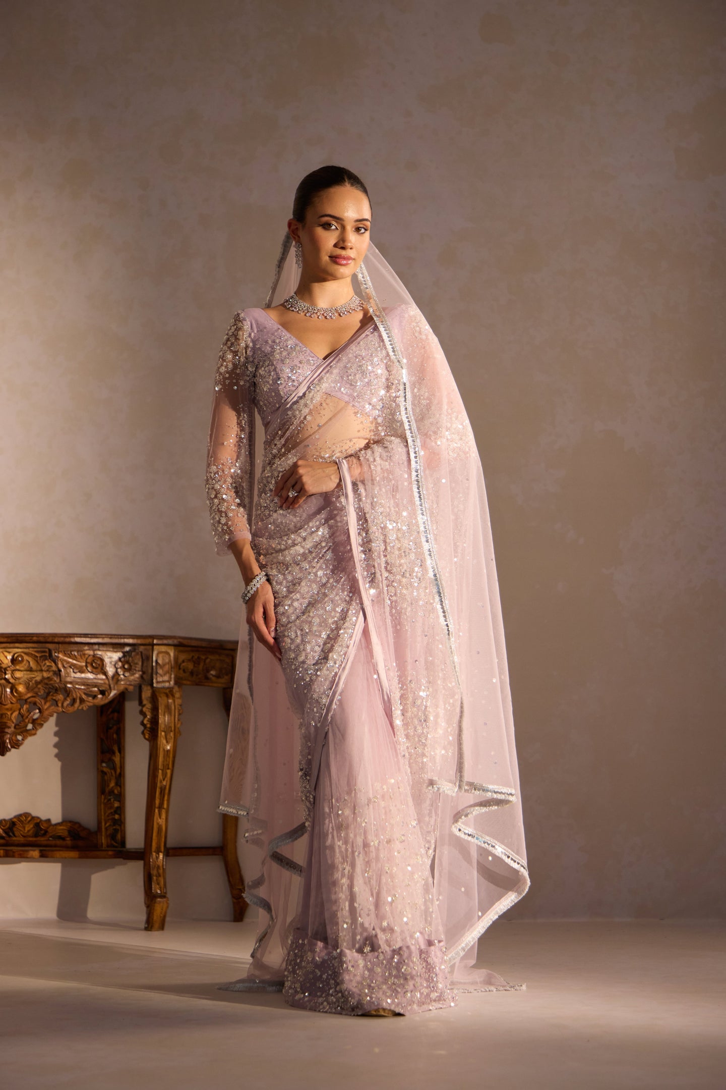 Chandrama Mirror Work Saree
