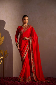 Phool Hand Work Bridal Saree