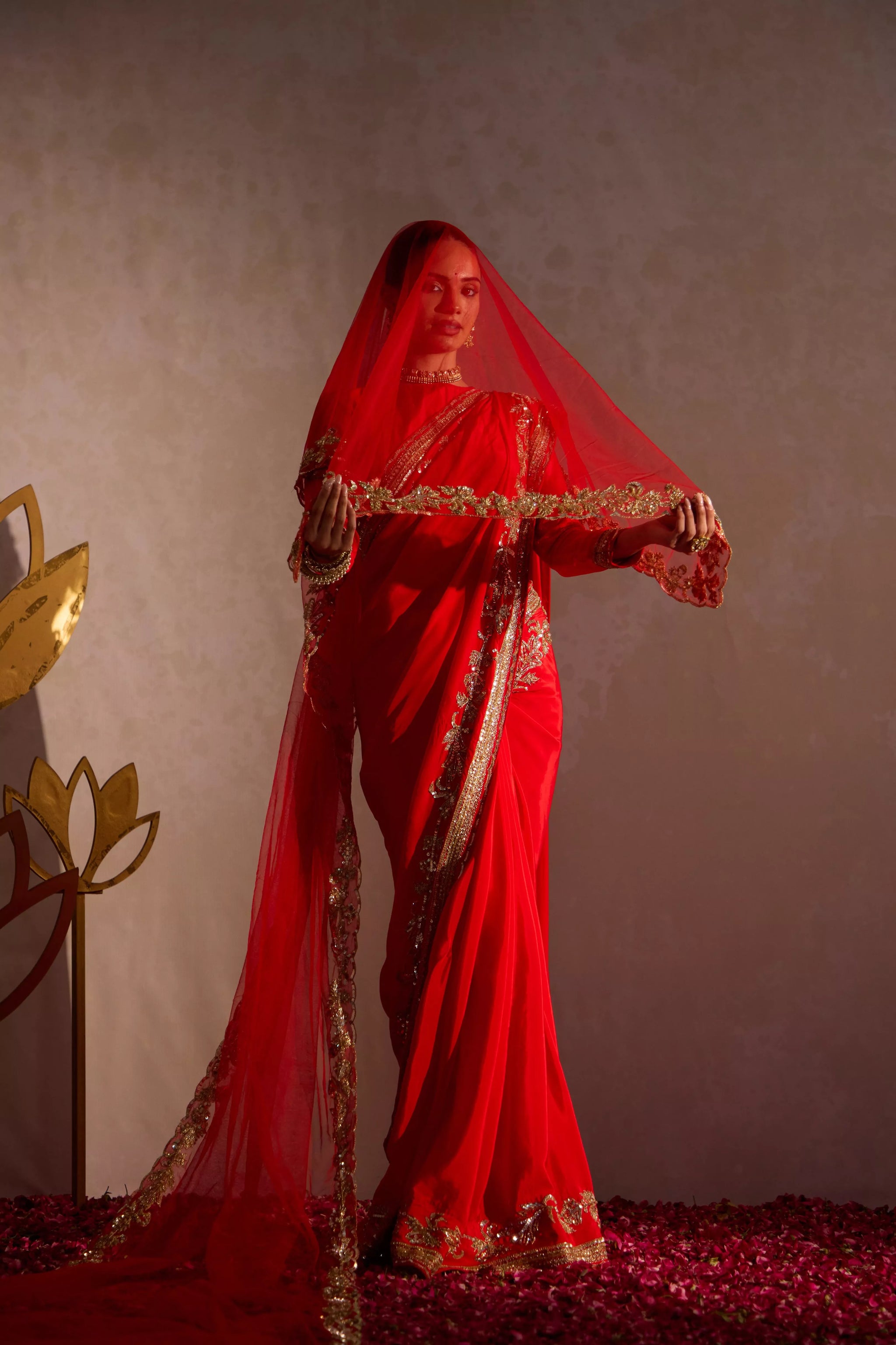 Phool Hand Work Bridal Saree