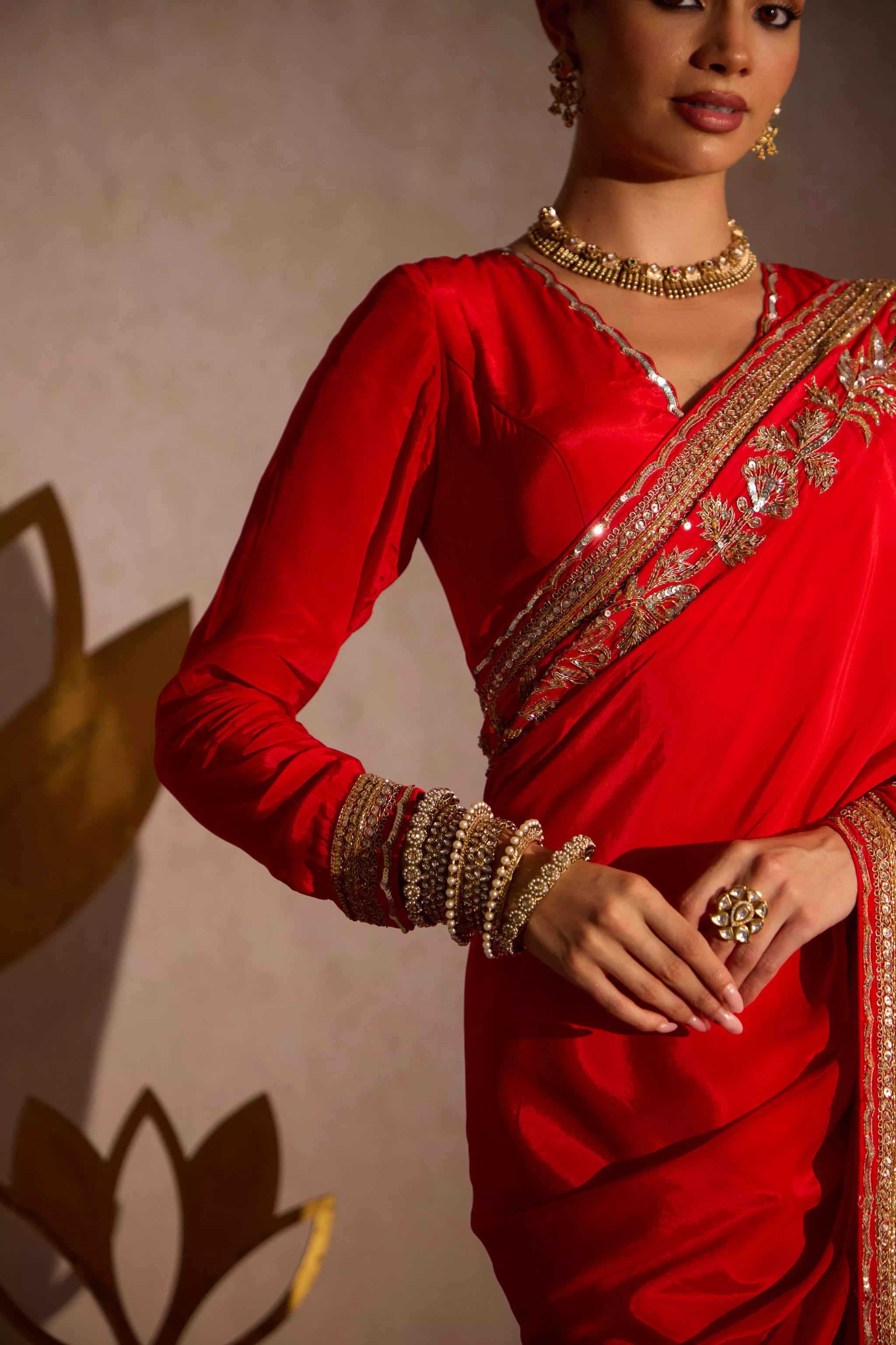 Phool Hand Work Bridal Saree