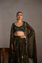 Bottle Green
Butter Net Lehenga