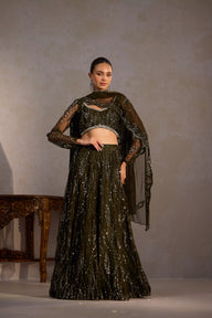 Bottle Green
Butter Net Lehenga