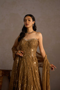 Golden Corset 
Sequin Lehenga