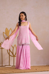 Lavender Hand Work Gharara Set