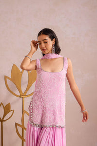 Lavender Hand Work Gharara Set