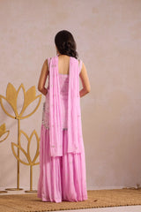 Lavender Hand Work Gharara Set