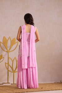 Lavender Hand Work Gharara Set