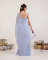 Powder Blue Chiffon Gharara Set with Zari & Sequin Embroidery - AgapiGharara Set