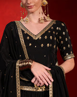 Black Embroidered Designer Lehenga