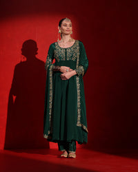 Deep Green Embellished Anarkali Suit