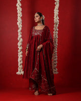 Maroon Embroidered Anarkali Suit