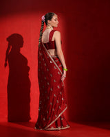 Chandrama Red Wine Heritage Saree