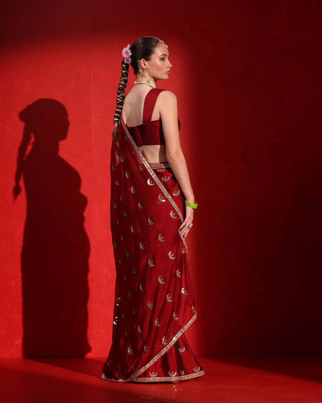 Chandrama Red Wine Heritage Saree