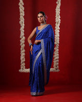 Neel Royal Blue Sleeveless Blouse Saree