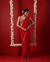 Saanjh Crimson Red Saree