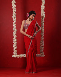 Saanjh Crimson Red Saree