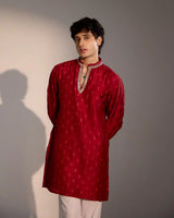 Elegant maroon silk kurta set for festive occasions