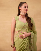 Dusty Green Saree