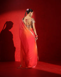Coral Orange Saree