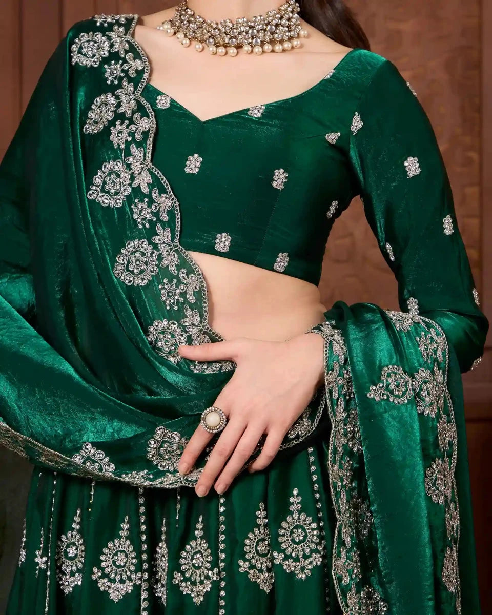 Inara Emerald Lehenga Set for Wedding & Festive Wear - AgapiLehengas