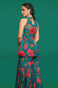 GREEN FLORAL GHARARA