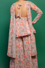 FLORAL GEORGETTE SHARARA SET