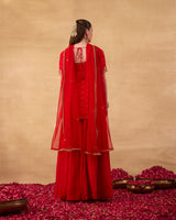 Bright Red Gharara Suit