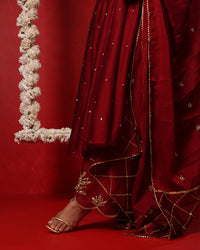 Maroon Embroidered Anarkali Suit