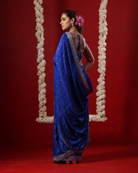 Neel Royal Blue Sleeveless Blouse Saree