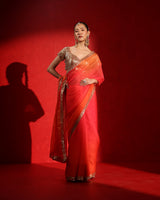 Coral Orange Saree