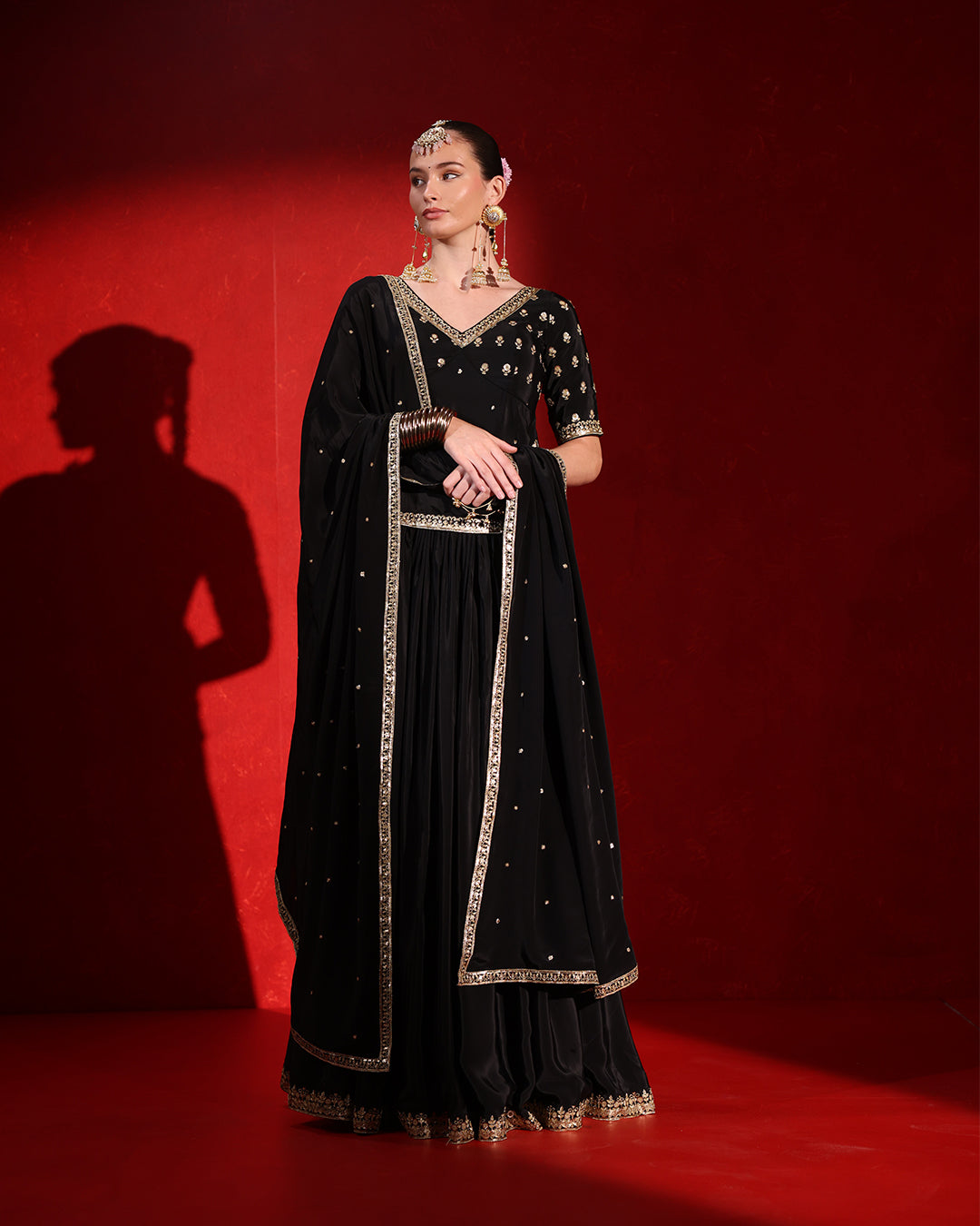 Black Embroidered Designer Lehenga