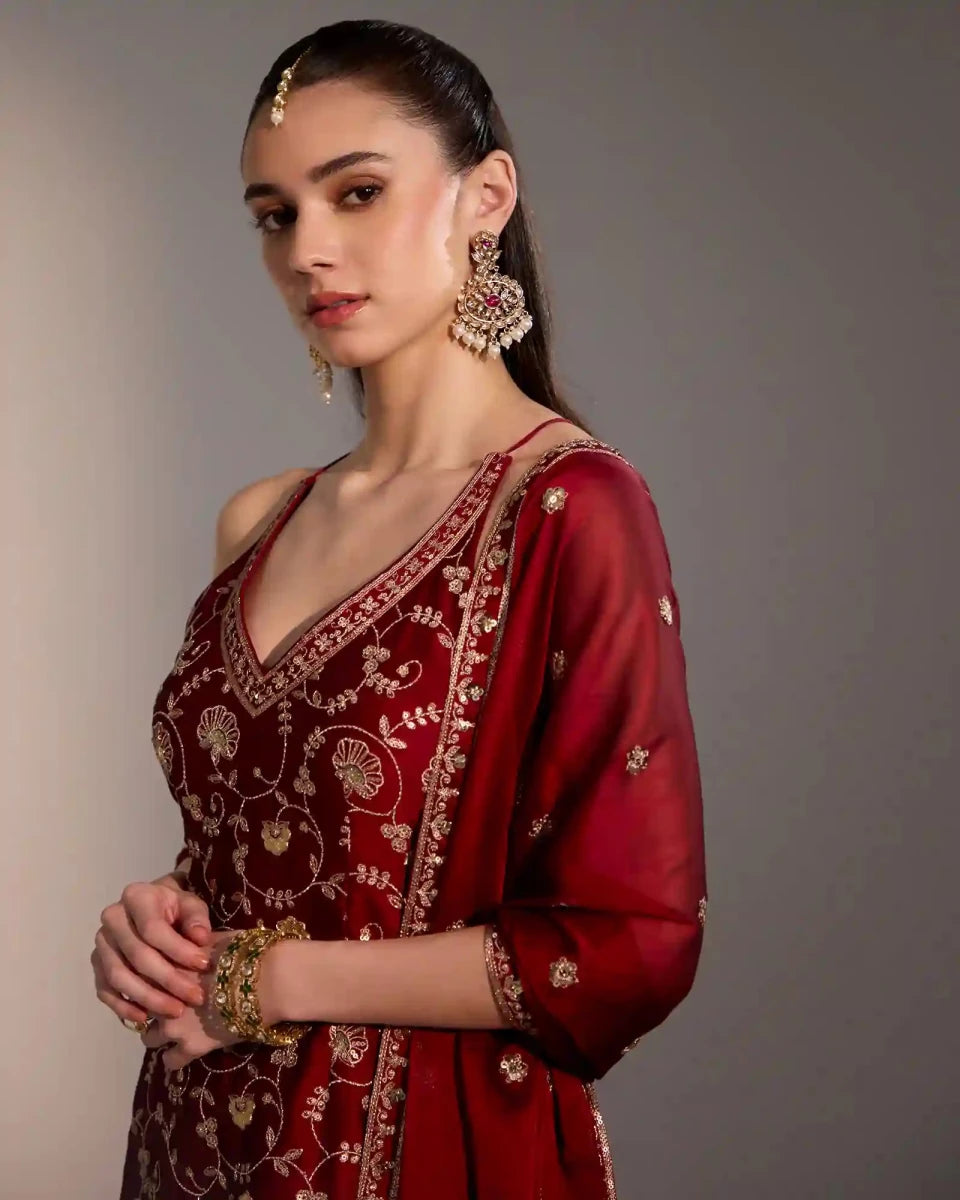 Elegant silk sharara outfit for weddings and festive wear