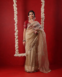 Radha Champagne Beige Shimmer Saree