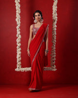 Saanjh Crimson Red Saree