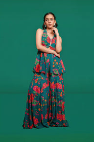 Green Floral Gharara