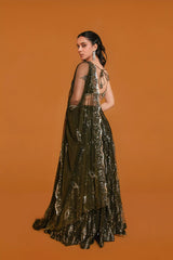 Bottle Green Lehenga in Elegant Butter Net Fabric