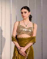 Traditional mehendi green saree for women