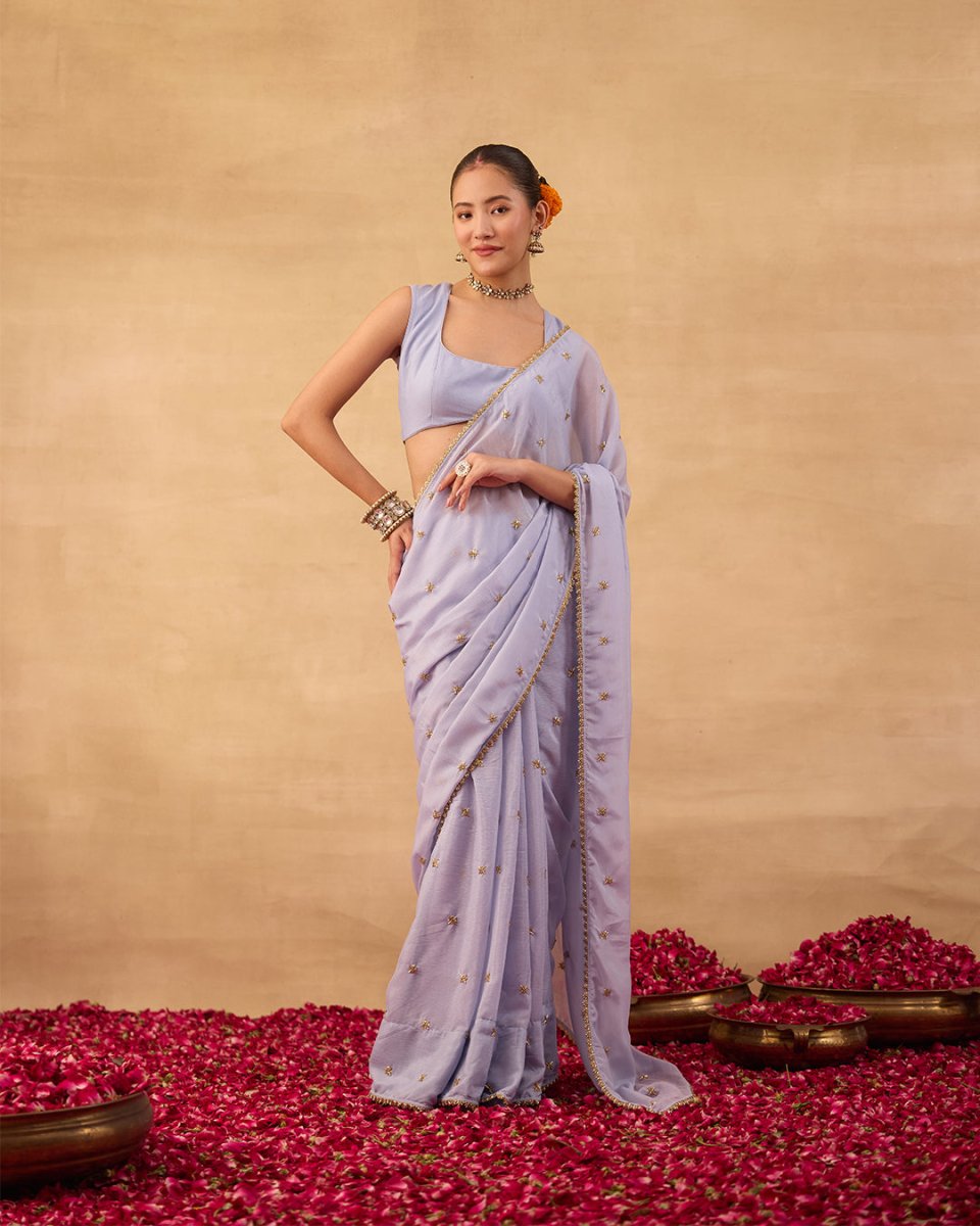 Powder Blue Saree - AgapiSarees
